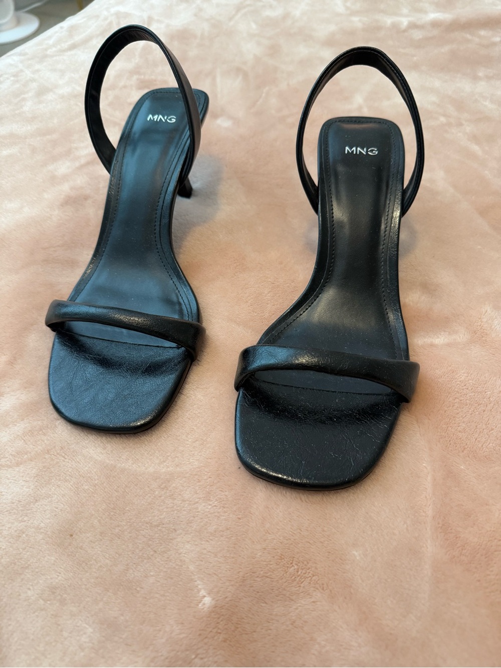 Mango Black Minimal Slingback Heels